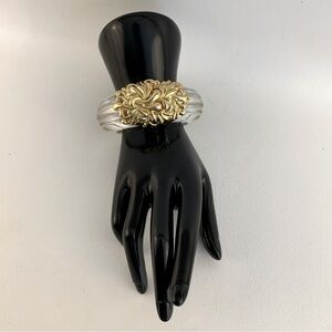 Vintage Inna Cytrine Paris Clear Lucite and Gold Bracelet